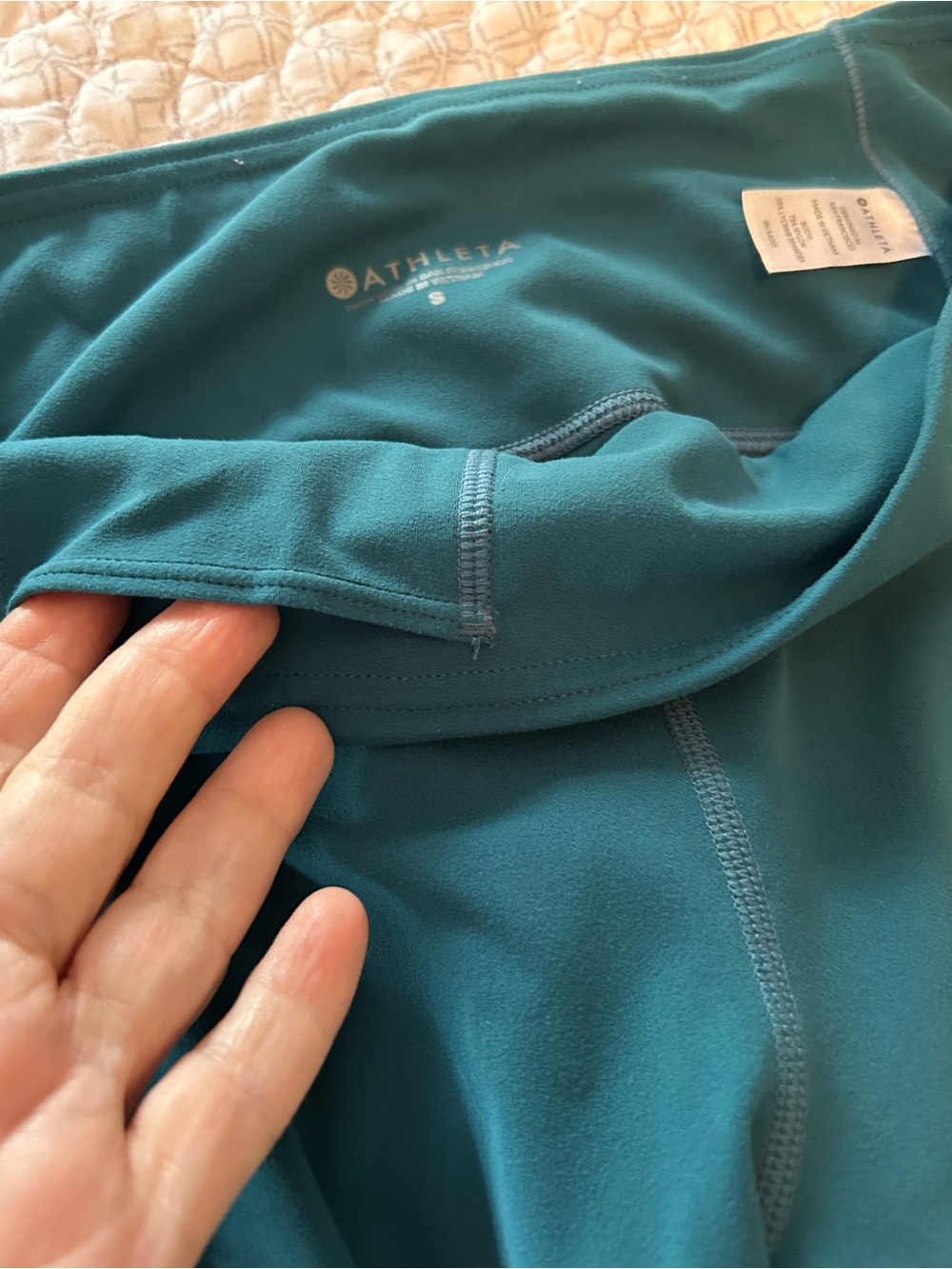 Athleta Chakra Teal 7/8 Powervita Tights with Laser Cut Design - Picture 7 of 9